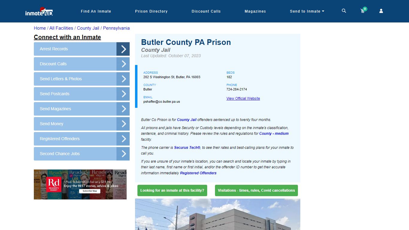 Butler County PA Prison - Inmate Locator - Butler, PA