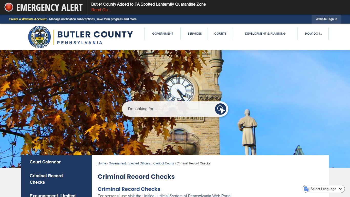 Criminal Record Checks | Butler County, PA